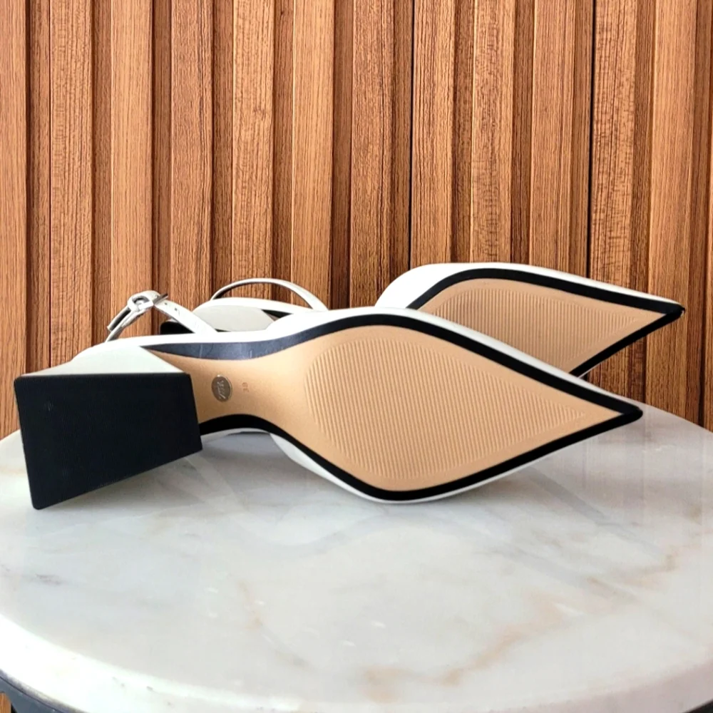 Zara White Slingback Heels - Picture 8 of 9